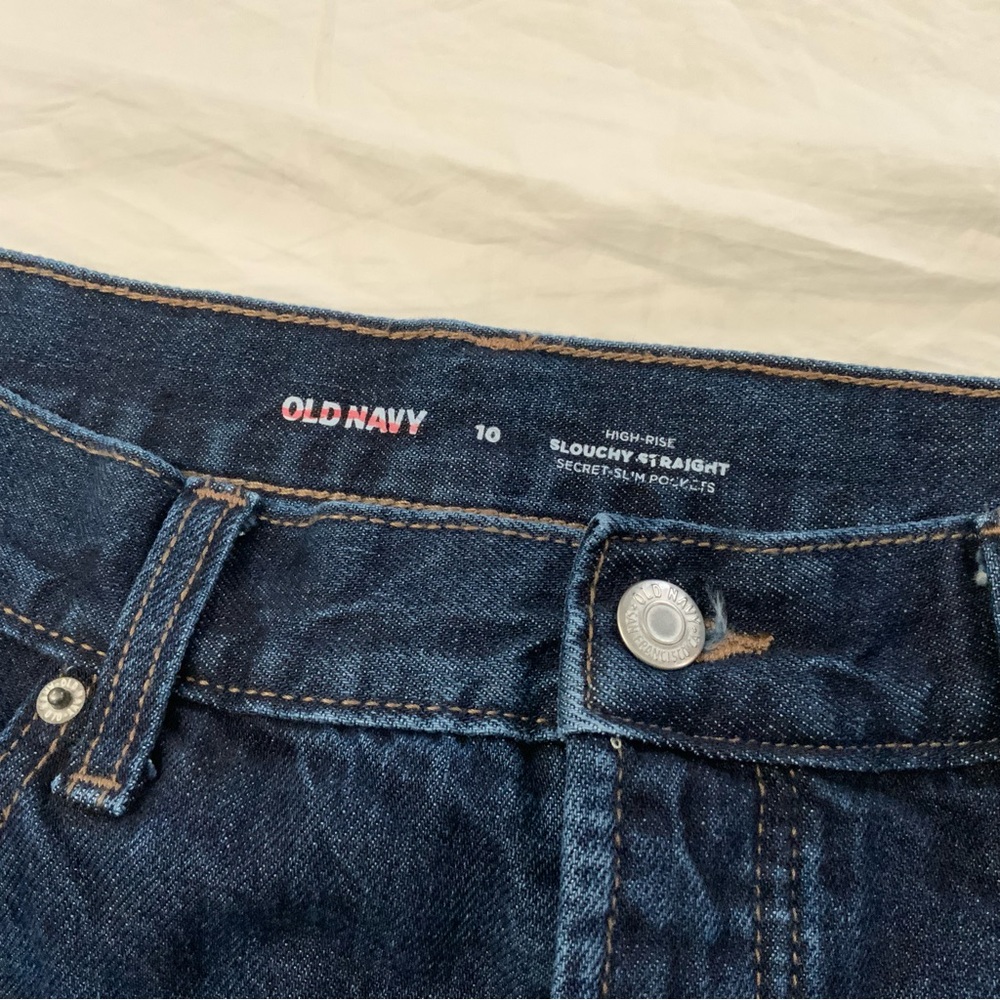 Old Navy Jeans High Rise Slouchy Straight Secret Slim Pockets Size 10 Button Fly - Picture 6 of 15